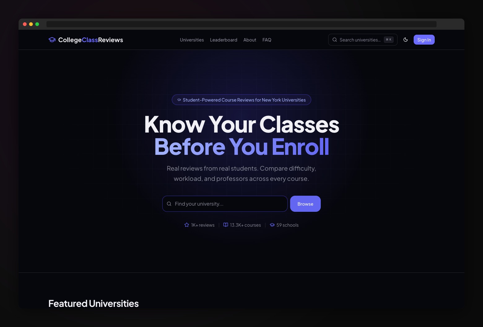 CollegeClassReviews screenshot